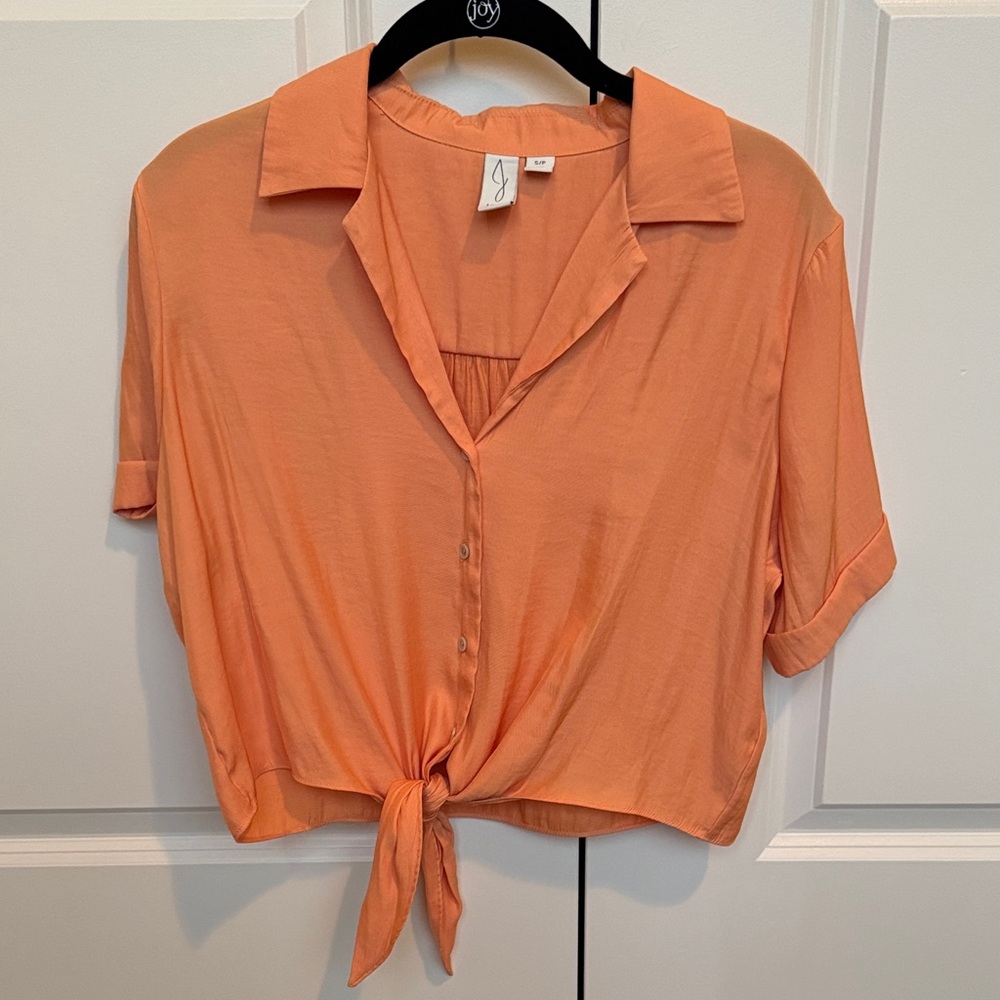 LAST CHANCE! Women's Orange Tie-Front Blouse